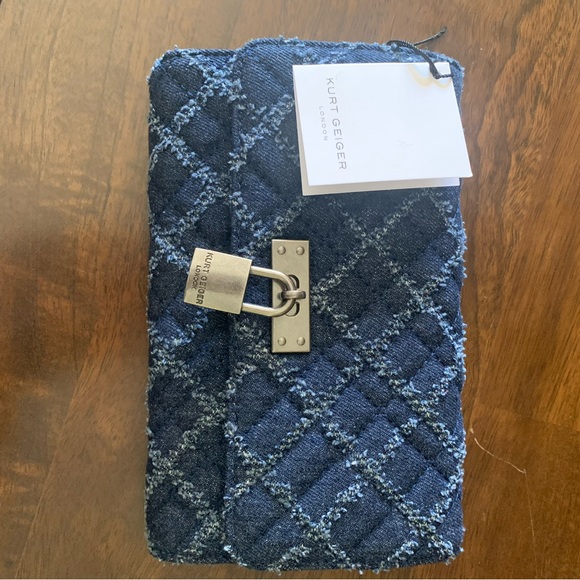 NWT Brixton Kurt Geiger Denim Crossbody with silver chain strap & dust bag ππ©΅π - Picture 3 of 10
